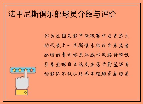 法甲尼斯俱乐部球员介绍与评价
